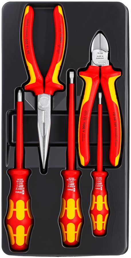 KNIPEX 00 20 12 V02 VDE Slotted/Phillips® Screwdriver Set, 6 Parts