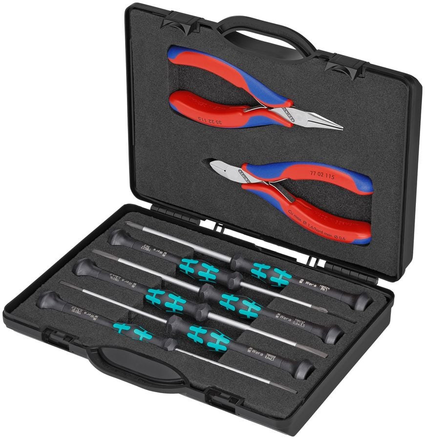 8 Pc Electronics Tool Set in Case with Foam | KNIPEX Tools
