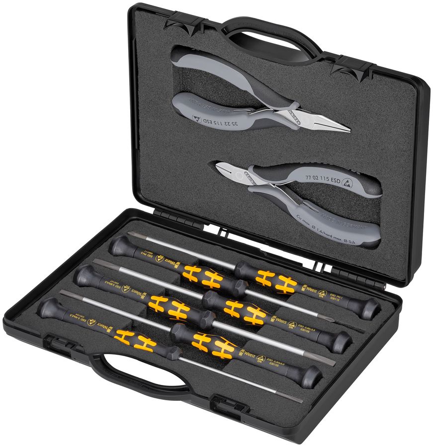 8 Pc Electronics Tool Set ESD in Case with Foam | KNIPEX Tools