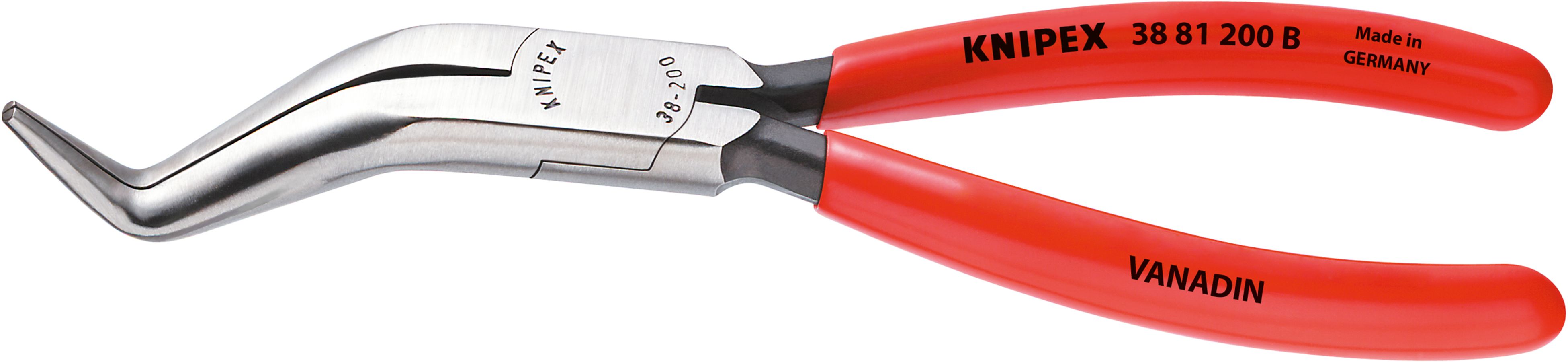 KNIPEX 38 71 200 8-Inch Angled Long Nose Pliers – No Cutter, Precision German Craft, New