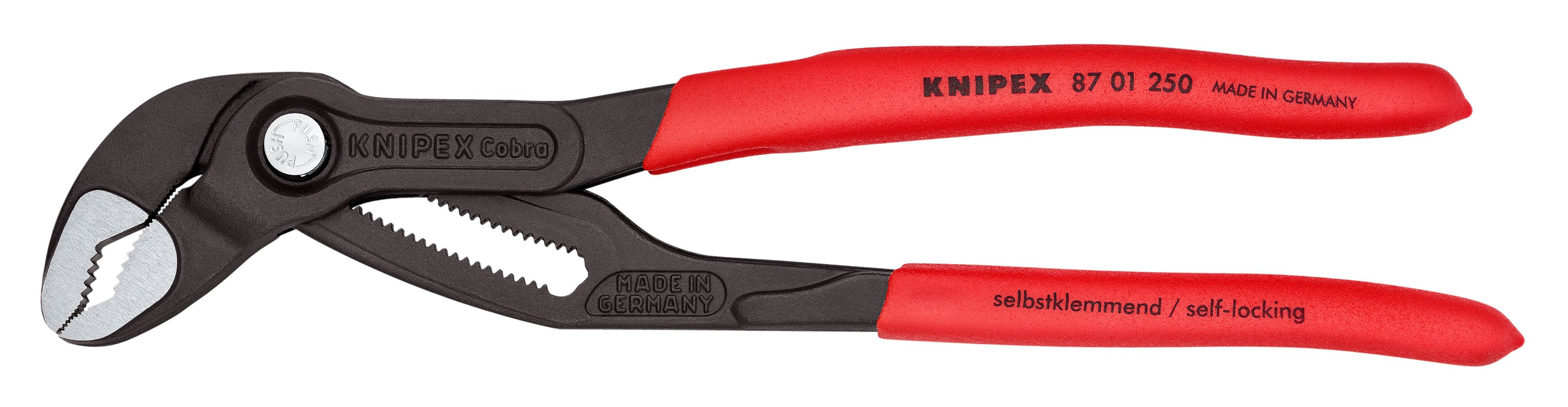 Cobra Water Pump Pliers - Self-Locking Adjustable Wrench With Push-Button For Pipes & Nuts
