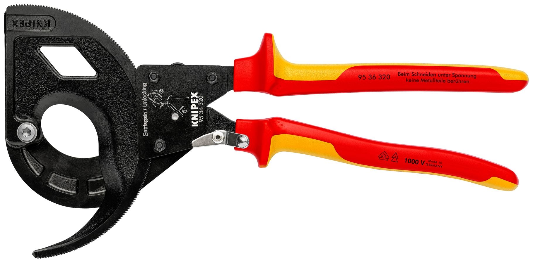 3 Stage Ratcheting Drive Cable Cutter-1000V Insulated | KNIPEX Tools