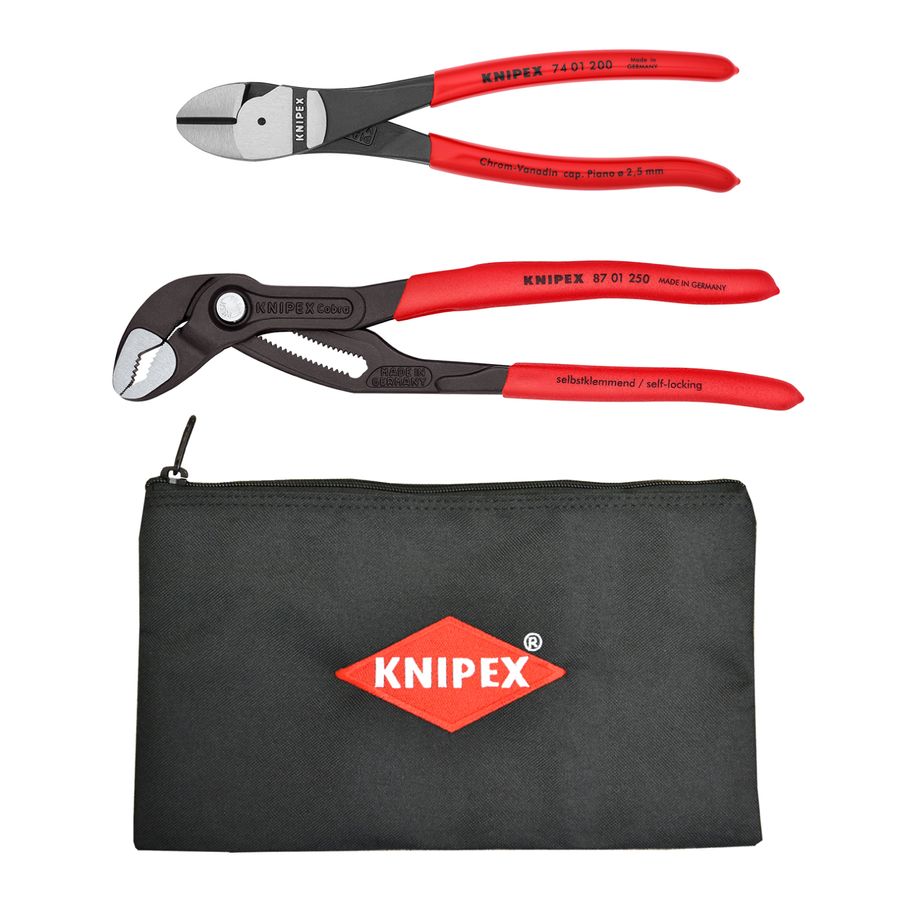 2 Pc Cobra® and Diagonal Cutters Set with Keeper Pouch | KNIPEX Tools