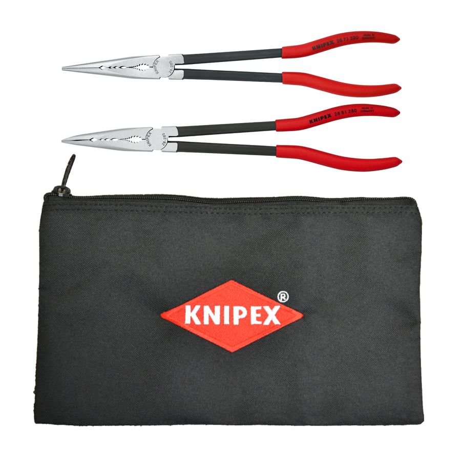 2 Pc XL Long Needle Nose Pliers Set with Keeper Pouch | KNIPEX Tools
