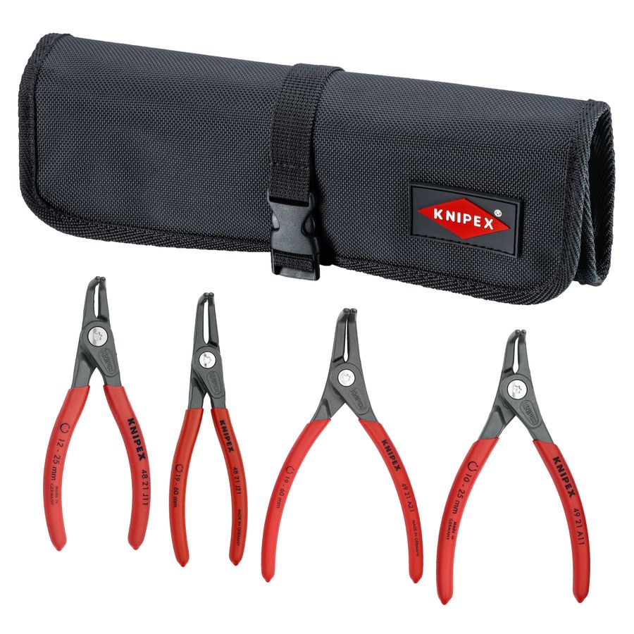 4 Pc Angled Precision Snap Ring Pliers Set In Tool Roll | KNIPEX Tools