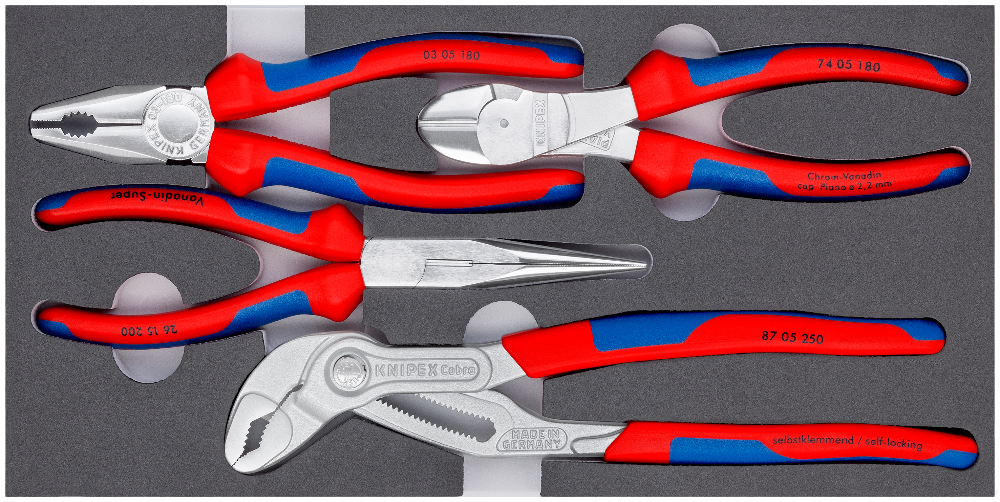 Set of pliers In a foam tray 4 parts | KNIPEX