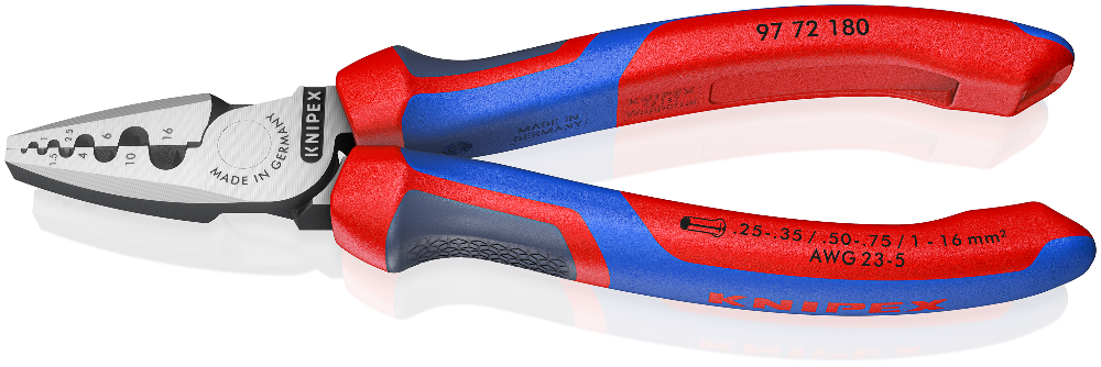 Knipex Crimping Pliers For End Sleeves 0.5-6mm - Front Loading Crimp Tool For Electrical Work