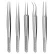 5 Pc Premium Stainless Steel Tweezer Set in a Tool Roll | 92 00 02