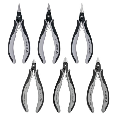 6 Pc Electronics ESD Pliers Set in Zipper Pouch | KNIPEX Tools