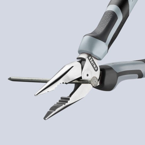 Knipex 08 22 185 S01 needle-nose combination pliers cutting wire on an electrical repair