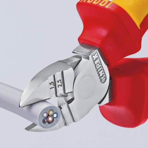 Diagonal Cutting Pliers with Stripper-1000V Insulated | KNIPEX Tools