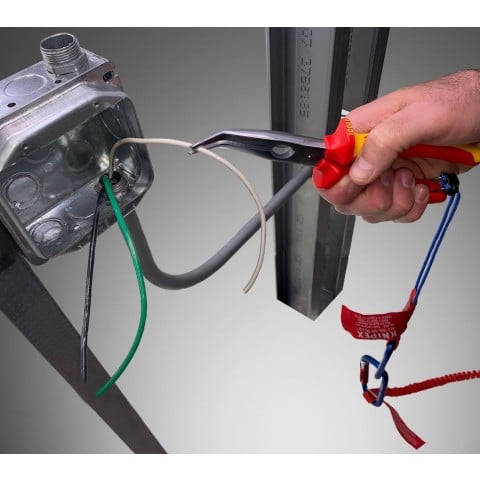 Long Nose 40° Angled Pliers with Cutter-1000V Insulated-Tethered Attachment | 26 26 200 T