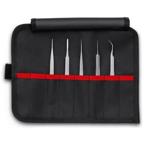 5 Pc Plastic Tweezer Set in a Tool Roll-ESD | KNIPEX Tools