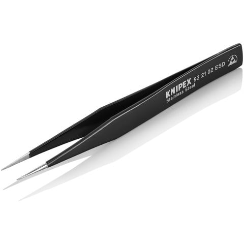 Stainless Steel Gripping Tweezers-Pointed Tips-ESD | 92 21 02 ESD