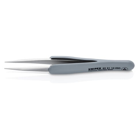 Premium Stainless Steel Precision Tweezers-Pointed Tips-ESD Rubber Handles | 92 21 10 ESD