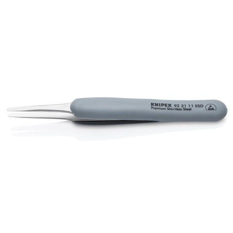 Premium Stainless Steel Precision Tweezers-Blunt Tips-ESD Rubber Handles | 92 21 11 ESD