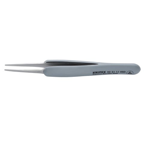 Premium Stainless Steel Precision Tweezers-Blunt Tips-ESD Rubber Handles | 92 21 11 ESD