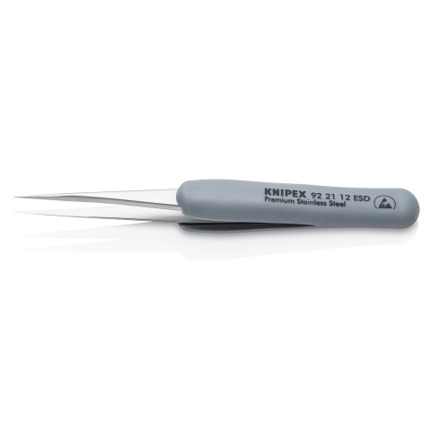 Premium Stainless Steel Precision Tweezers-Needle-Point Tips-ESD Rubber Handles | 92 21 12 ESD