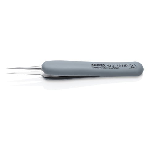 Premium Stainless Steel Precision Tweezers-Needle-Point Tips-ESD Rubber Handles | 92 21 13 ESD