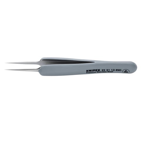 Premium Stainless Steel Precision Tweezers-Needle-Point Tips-ESD Rubber Handles | 92 21 13 ESD