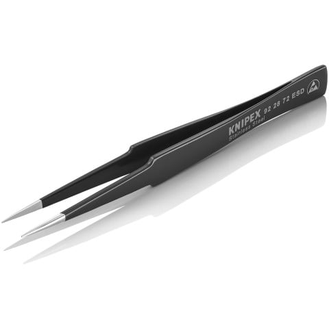 Stainless Steel Gripping Tweezers-Pointed Tips-ESD | 92 28 72 ESD
