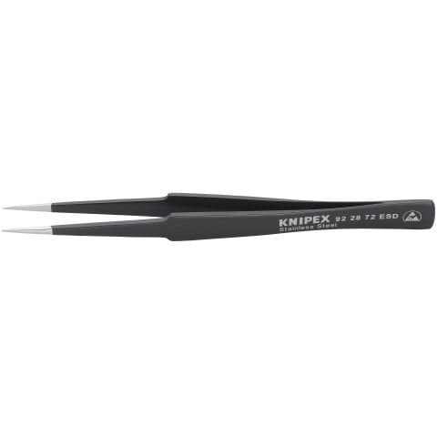 Stainless Steel Gripping Tweezers-Pointed Tips-ESD | 92 28 72 ESD