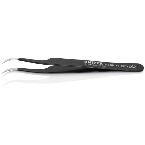 Stainless Steel Gripping Tweezers--35° Angled-Needle-Point Tips-ESD | 92 38 75 ESD