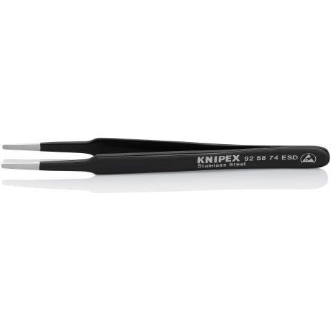 Stainless Steel Gripping Tweezers-Blunt Tips-ESD | 92 58 74 ESD