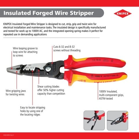Forged Wire Stripper 20-10 AWG-1000V Insulated | 13 78 8 SBA