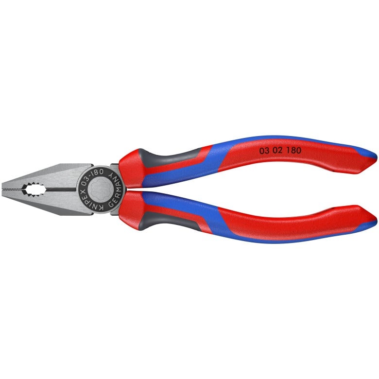 KNIPEX 08 21 185 SBA Needle-Nose Combination Pliers – 7.25”, Slim Head Design, 3-Point Grip, Induction-Hardened Cutting Edges